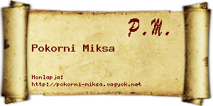 Pokorni Miksa névjegykártya